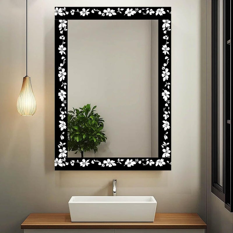 IVN Wallpaper Border Peel and Stick Decorative Wall Trim Self Adhesive Black and White Floral Silhouette Design Wallpaper for Bathroom Laundry Room Pool Area Mirror Frame Shelf Wall Edge 4x196 Inch - Image 5